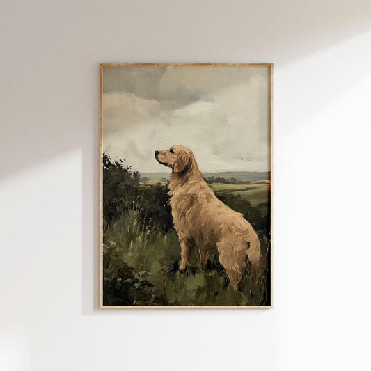 Unframed, Room Decor, Vintage Style Golden Retriever Printing, Golden Retriever Art, Wall Art Dog Printing, Golden Retriever Wall Art Diy Gift