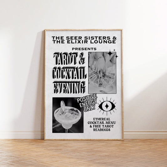 Tarot And Cocktails Newspaper Headline Print - News Headline Aesthetic Poster, Unframed, 5 Sizes (8x12–27x40 inch)