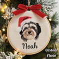 Load image into Gallery viewer, Personalized Pet Embroidery Ornament | Custom Dog Portrait Hoop | Christmas Tree Decoration
