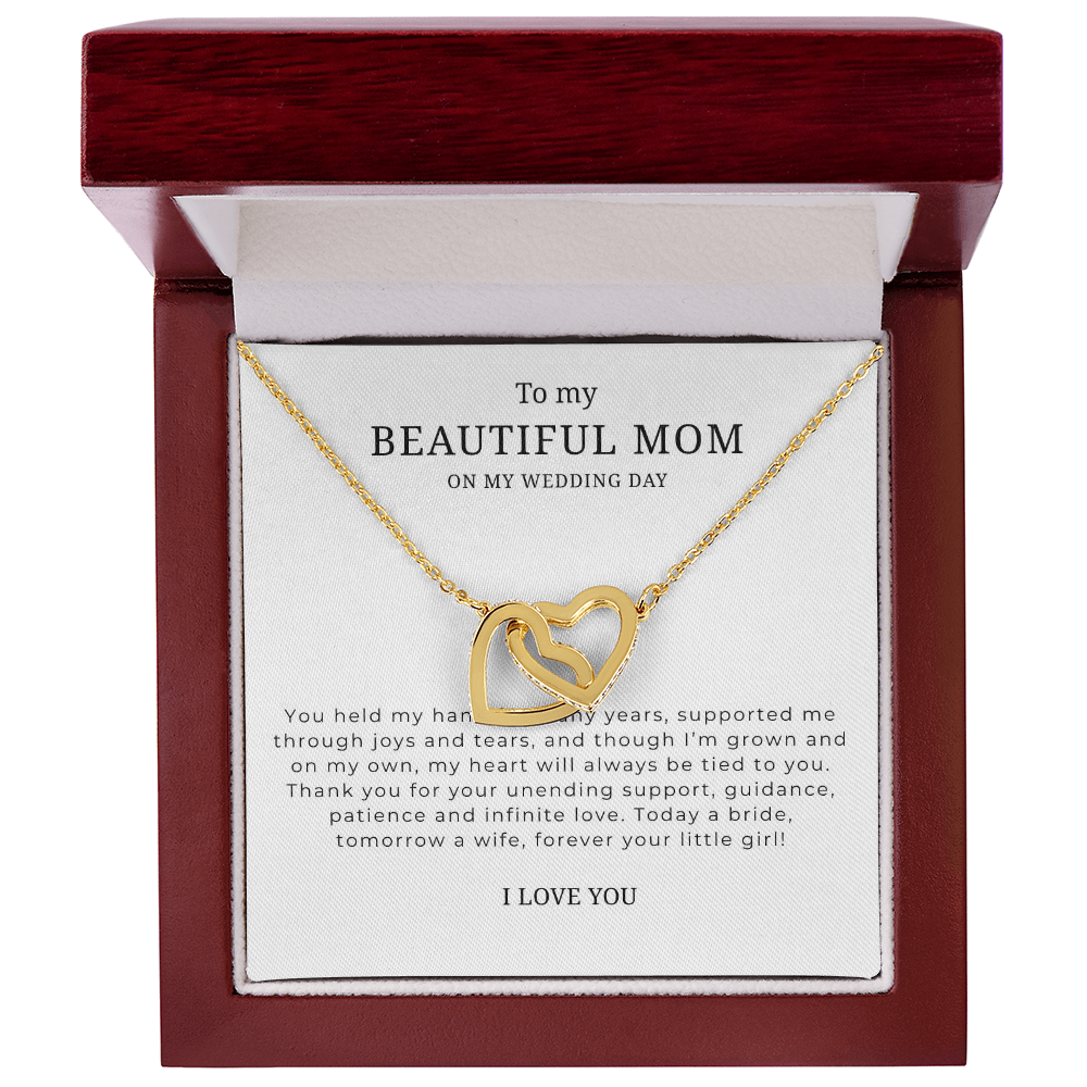To My Beautiful Mom On My Wedding Day Interlocking Hearts Necklace