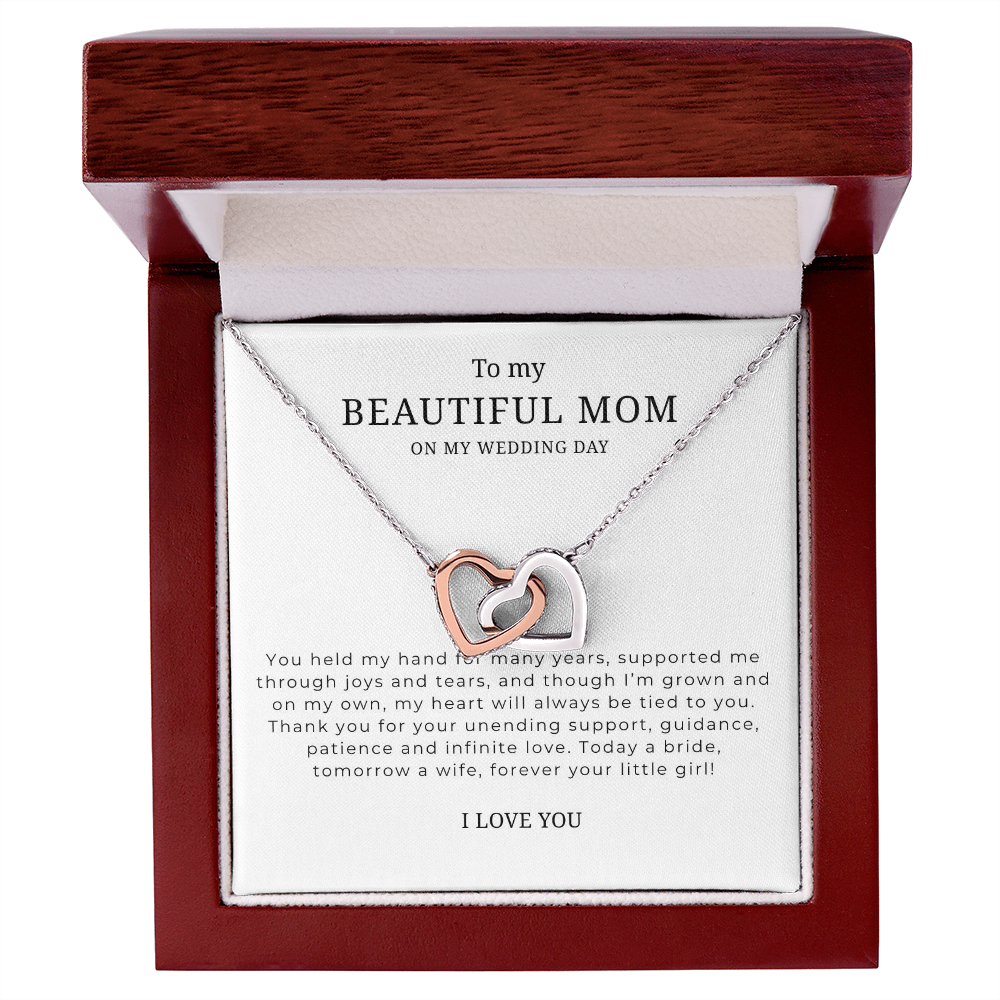 To My Beautiful Mom On My Wedding Day Interlocking Hearts Necklace