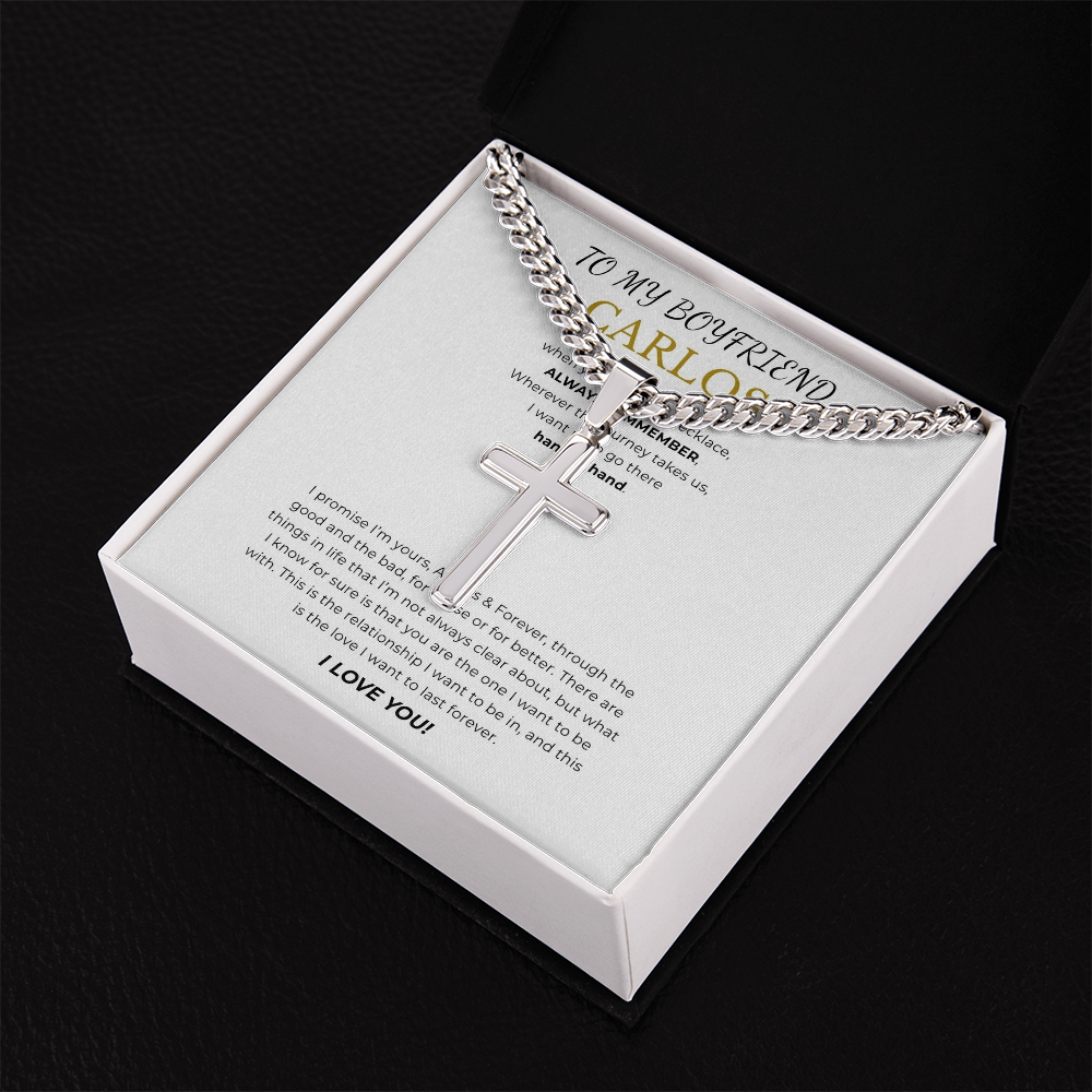 Personalized To My Boyfriend Cross with Cuban Link Chain