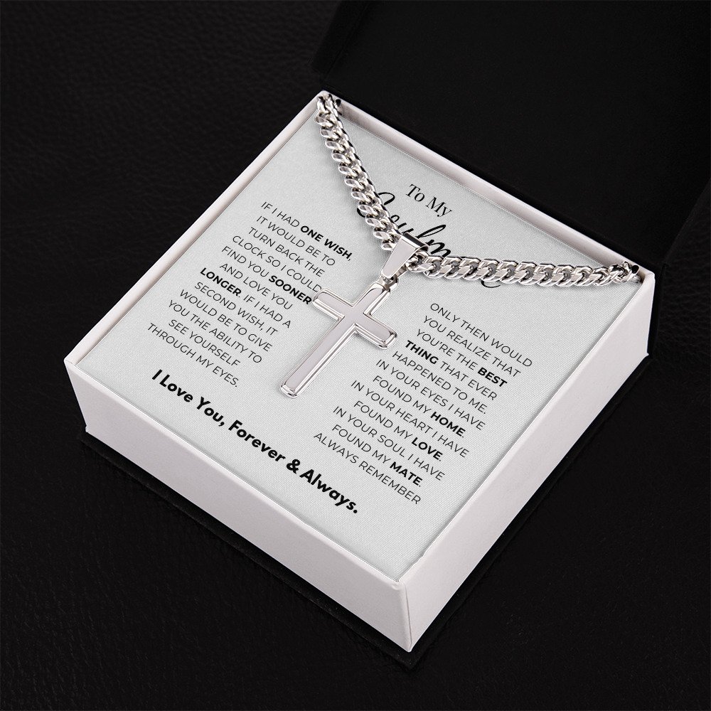 Personalized To My Soulmate Cross with Cuban Link Chain