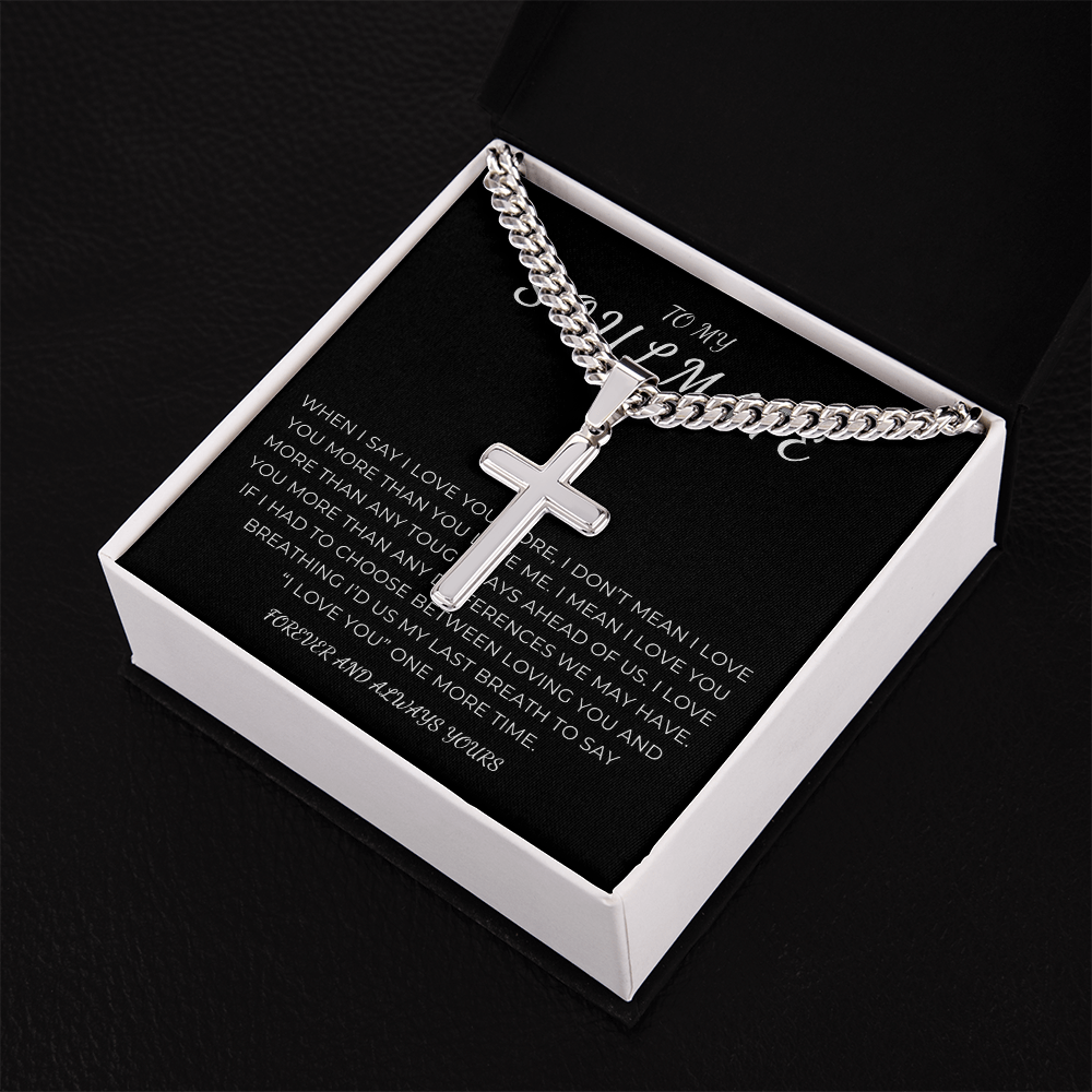 Personalized To My Soulmate Cross with Cuban Link Chain