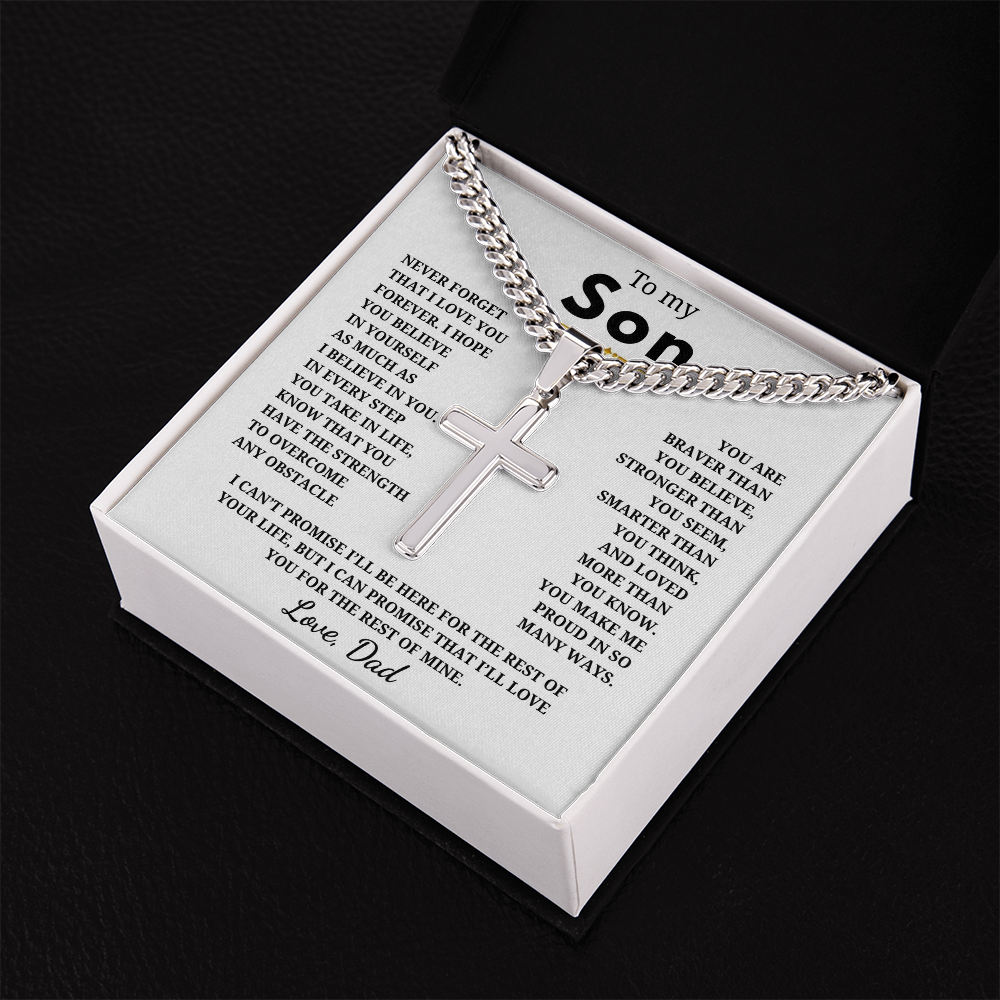 Personalized To My Son Cross with Cuban Link Chain
