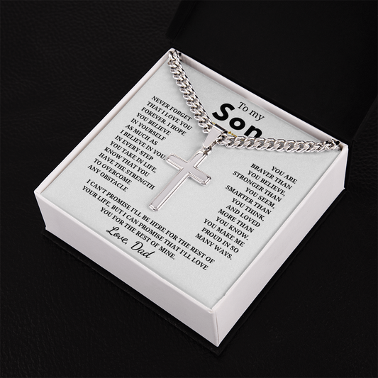 Personalized To My Son Cross with Cuban Link Chain