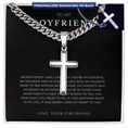 Load image into Gallery viewer, Personalized To My Boyfriend Cross with Cuban Link Chain
