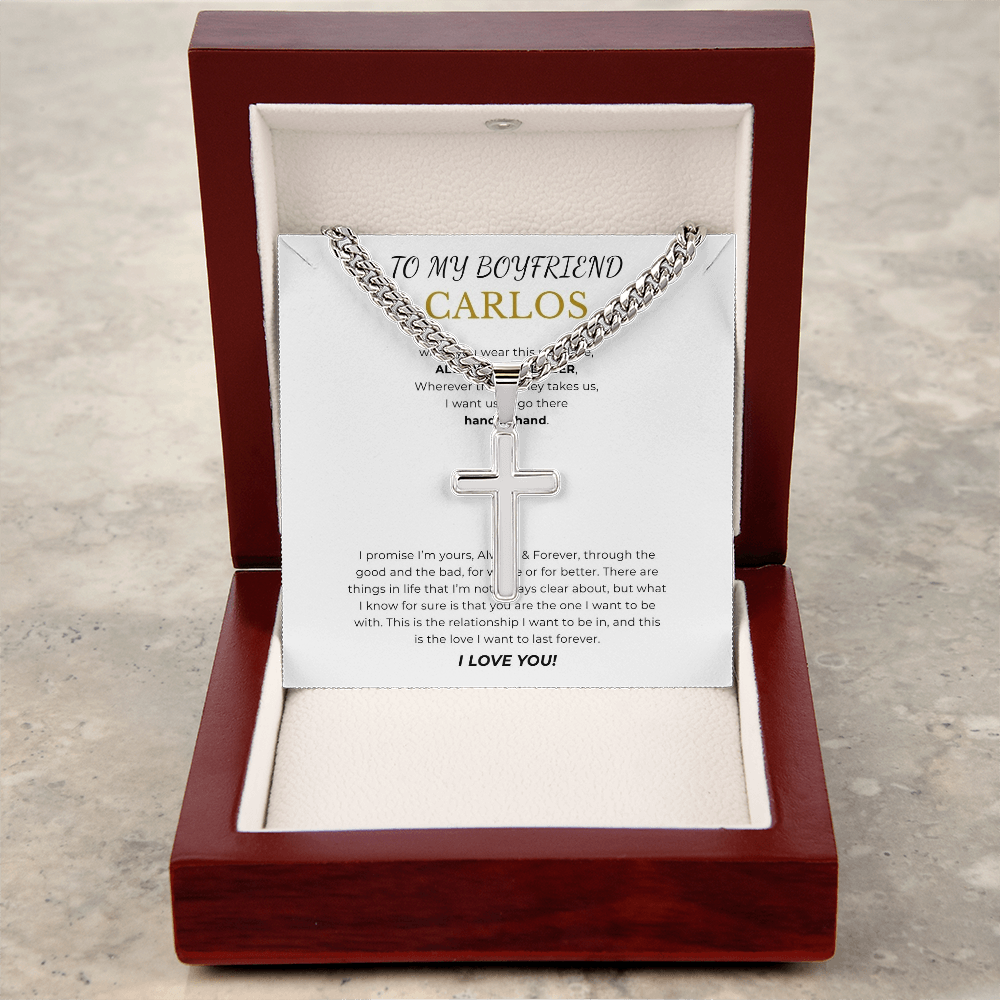 Personalized To My Boyfriend Cross with Cuban Link Chain