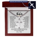 Load image into Gallery viewer, Personalized To My Son Cross with Cuban Link Chain
