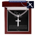 Load image into Gallery viewer, Personalized Promise Necklace Cross with Cuban Link Chain
