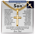 Load image into Gallery viewer, Personalized To My Son Cross with Cuban Link Chain
