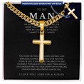 Load image into Gallery viewer, Personalized To My Man Cross with Cuban Link Chain

