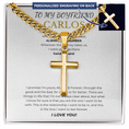 Load image into Gallery viewer, Personalized To My Boyfriend Cross with Cuban Link Chain
