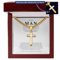Load image into Gallery viewer, Personalized To My Man Cross with Cuban Link Chain
