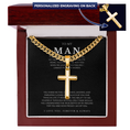 Load image into Gallery viewer, Personalized To My Man Cross with Cuban Link Chain
