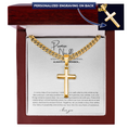 Load image into Gallery viewer, Personalized Promise Necklace Cross with Cuban Link Chain
