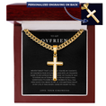 Load image into Gallery viewer, Personalized To My Boyfriend Cross with Cuban Link Chain
