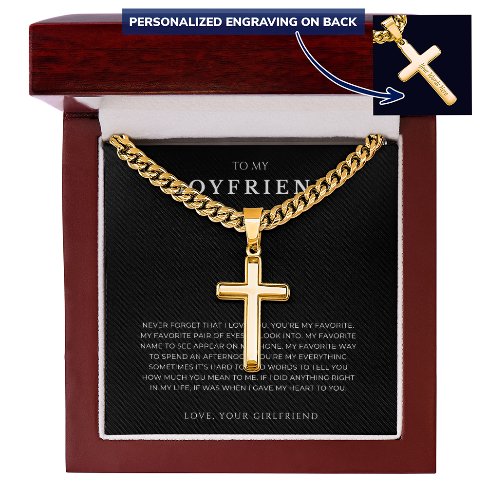 Personalized To My Boyfriend Cross with Cuban Link Chain