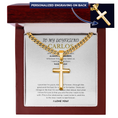 Load image into Gallery viewer, Personalized To My Boyfriend Cross with Cuban Link Chain
