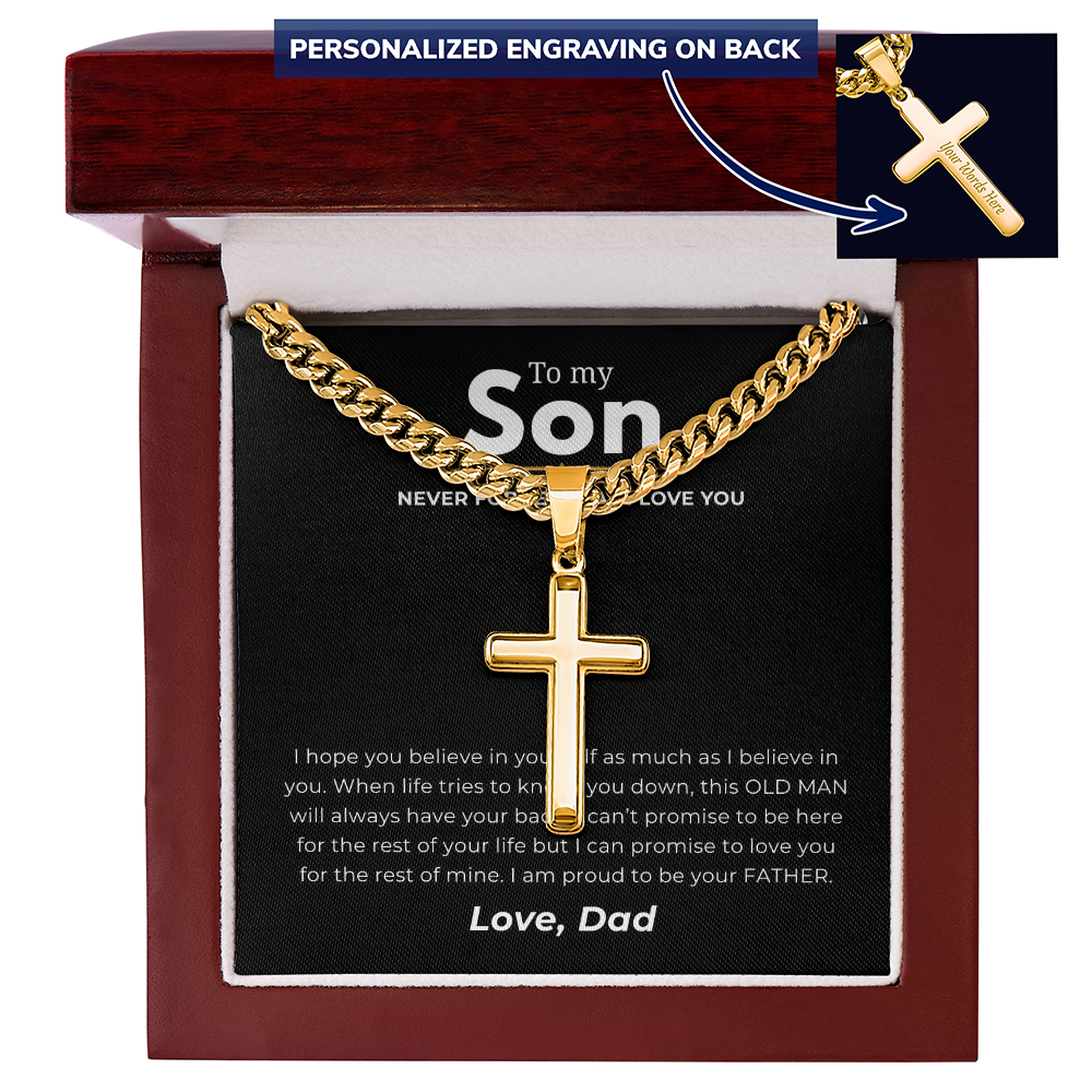 Personalized To My Son Cross with Cuban Link Chain