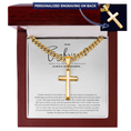 Load image into Gallery viewer, Personalized To My Boyfriend Cross with Cuban Link Chain

