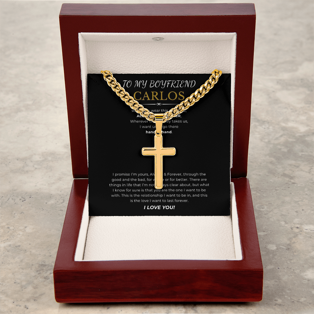 Personalized To My Boyfriend Cross with Cuban Link Chain