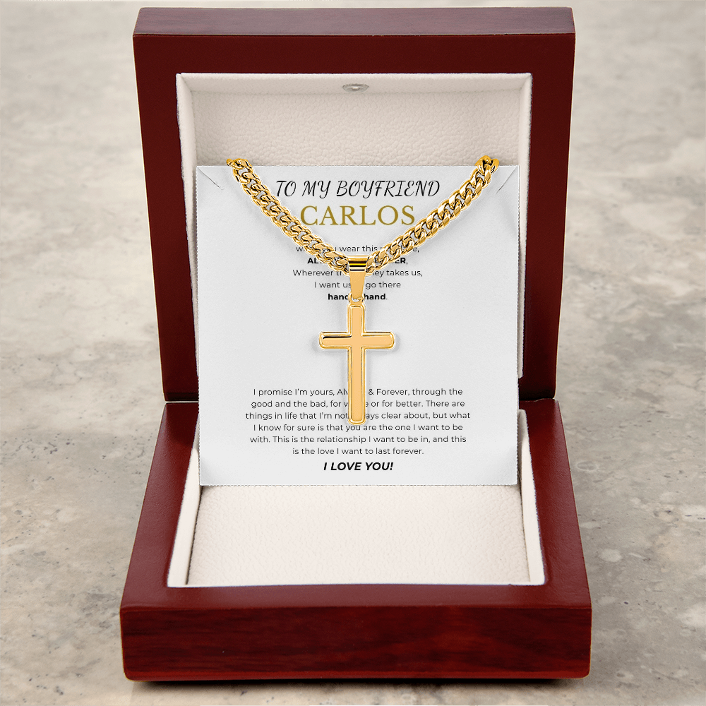Personalized To My Boyfriend Cross with Cuban Link Chain