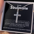 Load image into Gallery viewer, To My Soulmate Artisan Cross Necklace with Snake Chain
