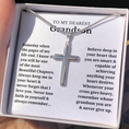 Load image into Gallery viewer, To My Dearest Grandson Artisan Cross Necklace with Snake Chain
