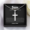 Load image into Gallery viewer, To My Son Artisan Cross Necklace with Snake Chain
