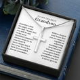 Load image into Gallery viewer, To My Dearest Grandson Artisan Cross Necklace with Snake Chain
