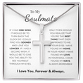 Load image into Gallery viewer, To My Soulmate Artisan Cross Necklace with Snake Chain
