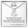 Load image into Gallery viewer, To My Hot Babe Artisan Cross Necklace with Snake Chain
