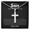 Load image into Gallery viewer, To My Son Artisan Cross Necklace with Snake Chain
