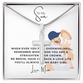 Load image into Gallery viewer, To My Son Artisan Cross Necklace with Snake Chain
