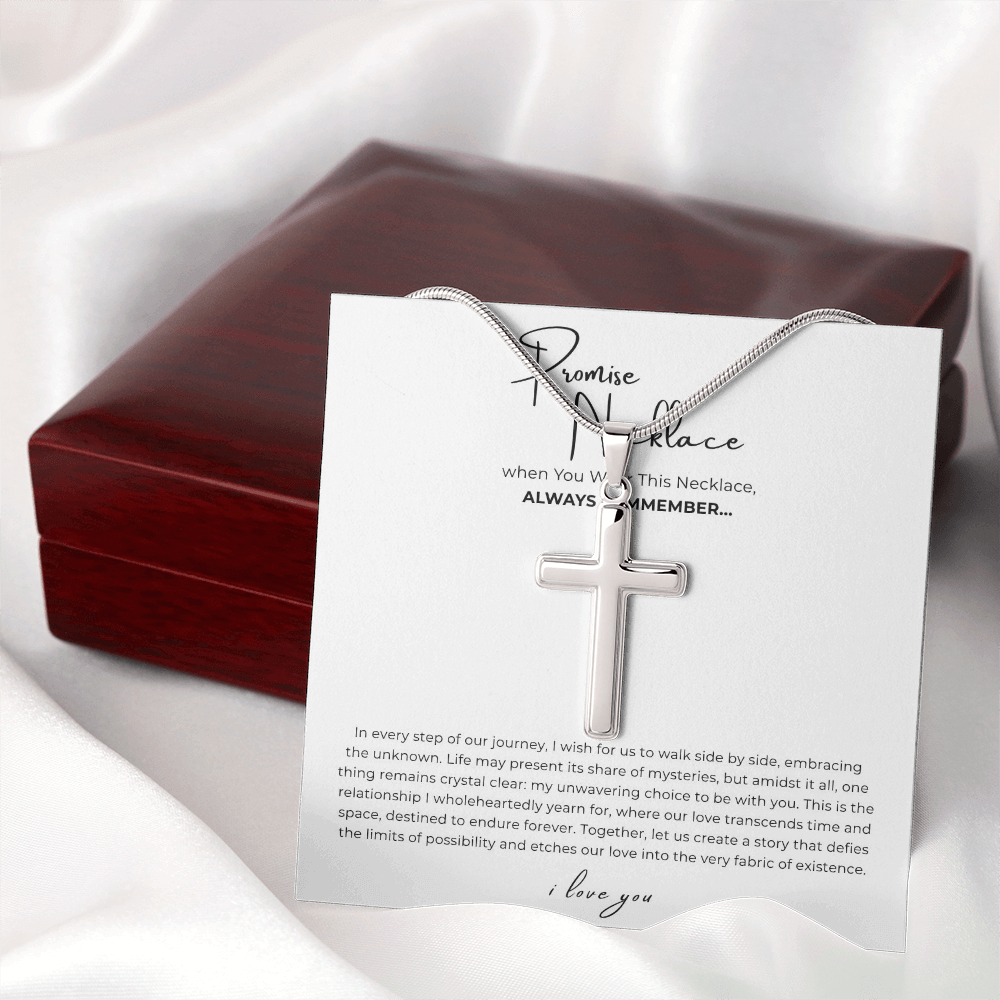 Promise Cross Necklace with Snake Chain