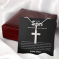 Load image into Gallery viewer, To My Son Artisan Cross Necklace with Snake Chain
