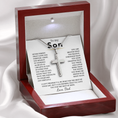 Load image into Gallery viewer, To My Son Artisan Cross Necklace with Snake Chain
