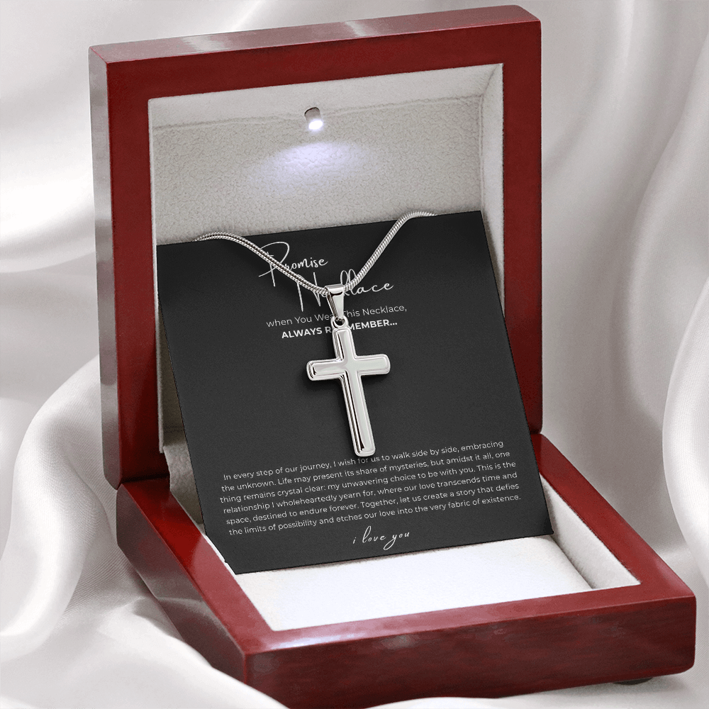 Promise Cross Necklace with Snake Chain