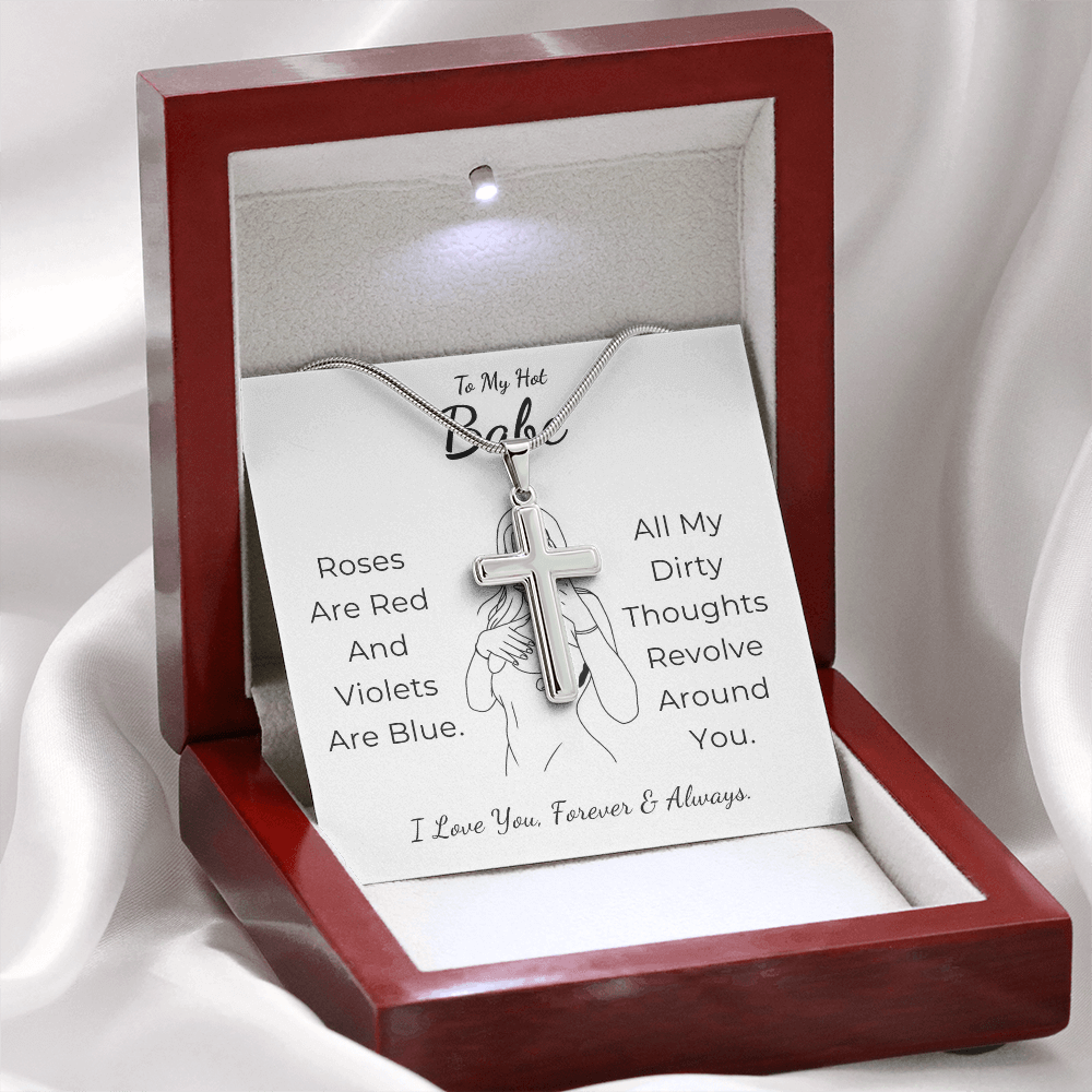To My Hot Babe Artisan Cross Necklace with Snake Chain