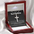 Load image into Gallery viewer, To My Soulmate Artisan Cross Necklace with Snake Chain
