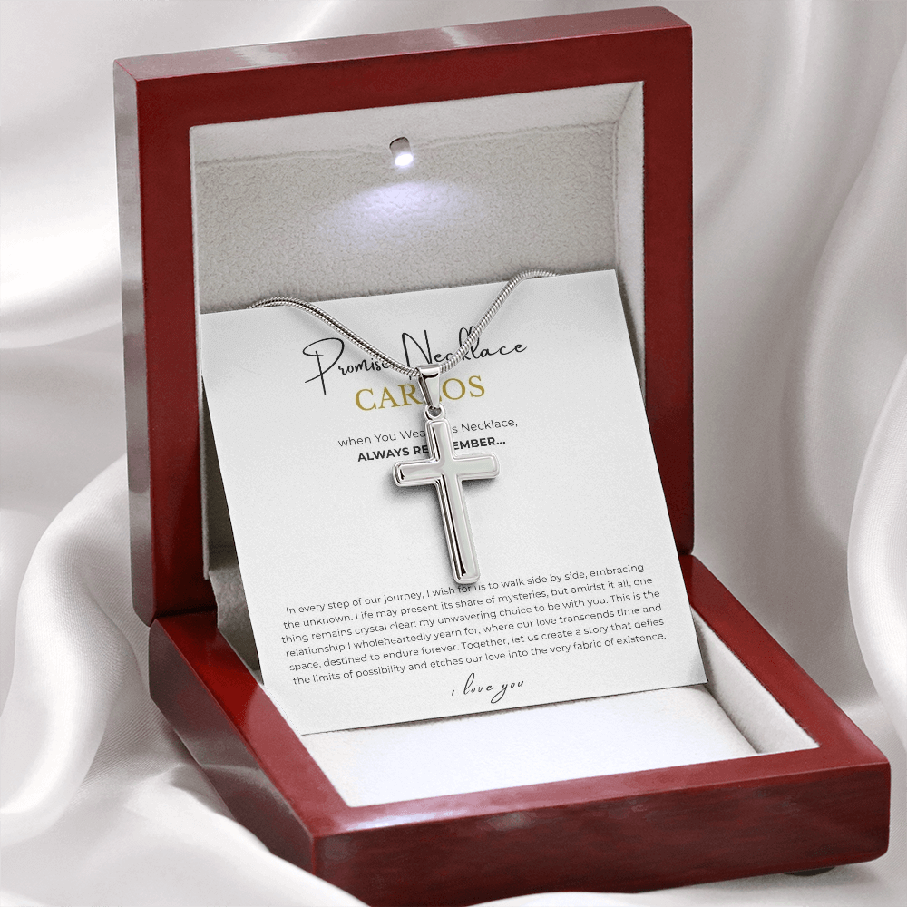 Prosonalized Promise Cross Necklace with Snake Chain