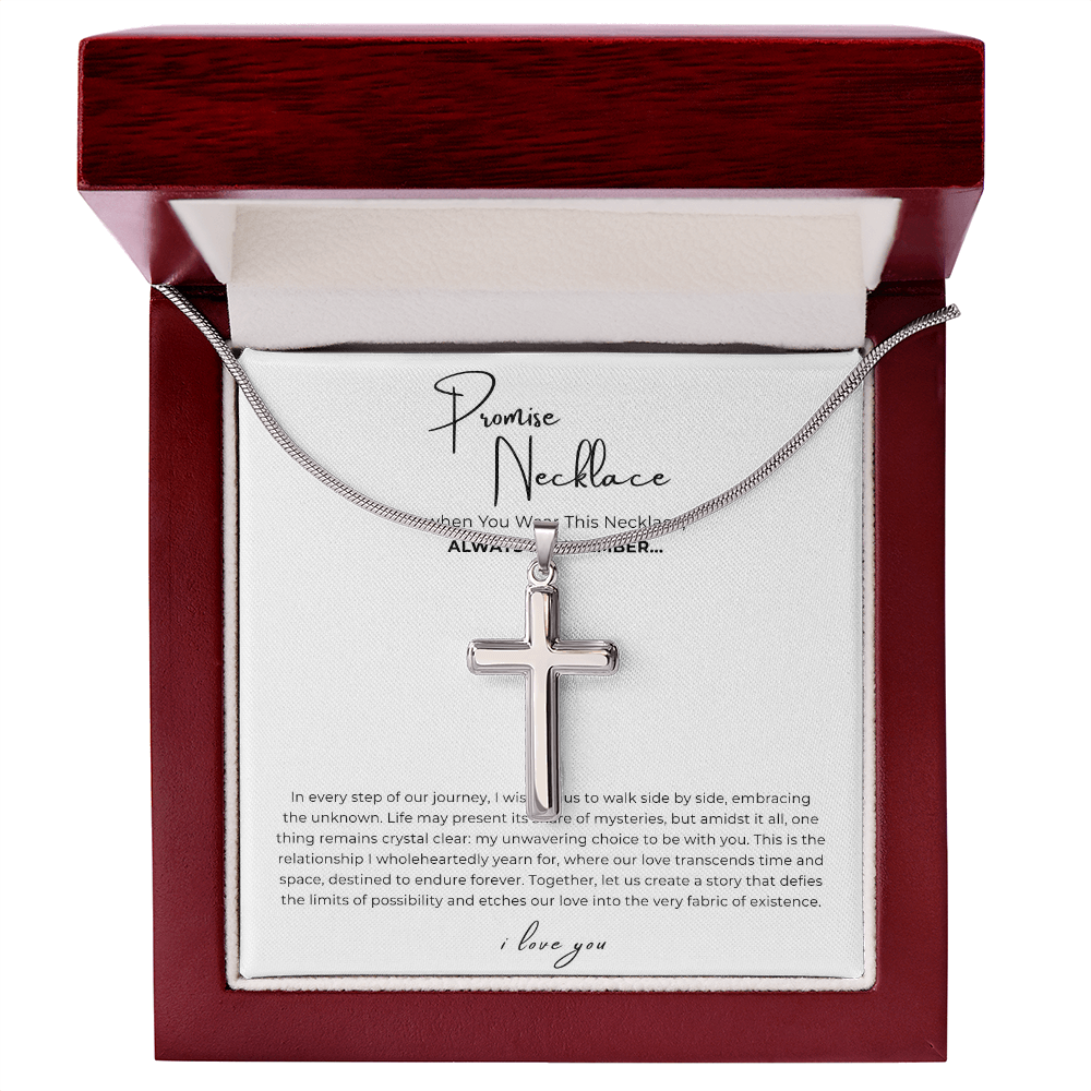 Promise Cross Necklace with Snake Chain