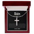 Load image into Gallery viewer, To My Son Artisan Cross Necklace with Snake Chain

