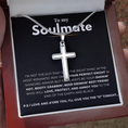 Load image into Gallery viewer, To My Soulmate Artisan Cross Necklace with Snake Chain
