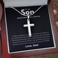 Load image into Gallery viewer, To My Son Artisan Cross Necklace with Snake Chain
