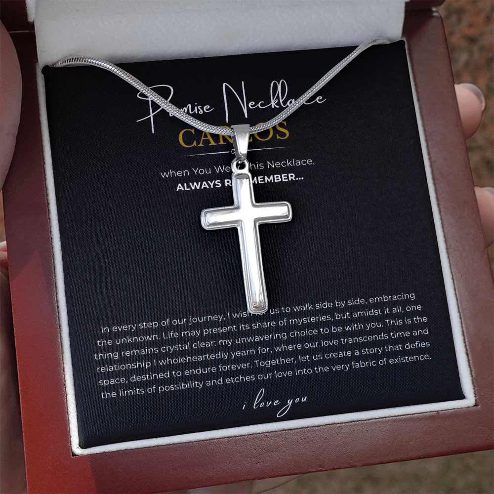 Prosonalized Promise Cross Necklace with Snake Chain