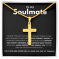 Load image into Gallery viewer, To My Soulmate Artisan Cross Necklace with Snake Chain
