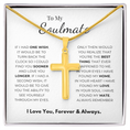 Load image into Gallery viewer, To My Soulmate Artisan Cross Necklace with Snake Chain
