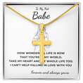 Load image into Gallery viewer, To My Hot Babe Artisan Cross Necklace with Snake Chain
